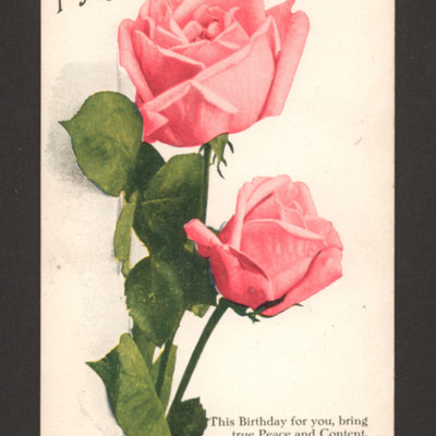 Birthday postcard from Henry Redgrave to his girlfriend